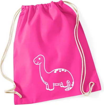 Produktbild von Huuraa Turnbeutel Brontosaurus Dinosaurier 12 Liter Fuchsia Baumwolle Rucksack Geschenkidee
