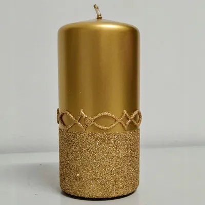 Produktbild von Adpal Blockkerze 150/70 Glitter Metallic Gold