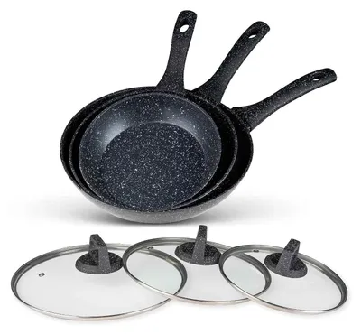 Produktbild von BEM Pfannen-Set mit Glasdeckeln – 3-teilig (20, 24, 28 cm)