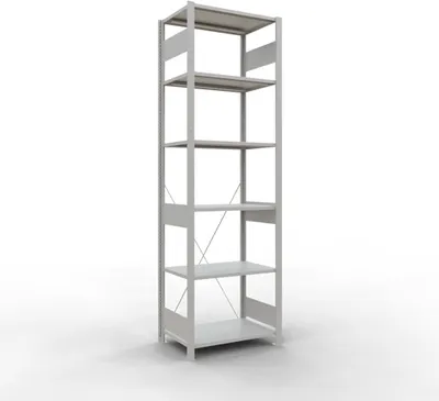 Produktbild von Schulte Fachbodenregal MULTIplus150 Stecksystem | Grundregal | HxBxT 250x75x50cm | 6 Ebenen | Fachlast 150kg | Lichtgrau
