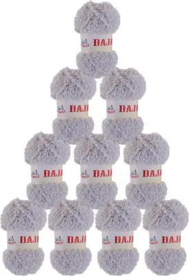 10 x 50g Kuschelgarn Daja Kuschelwolle Chenille-Strickgarn lichtgrau