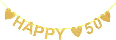Produktbild von Oblique Unique Happy 50 Girlande Banner Geburtstag Goldene Hochzeit Birthday - gold