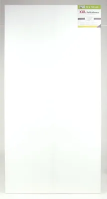A plain white canvas on a white background with a small label in the top right corner.