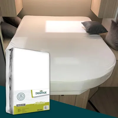 Produktbild von Dexitex Weiß Molton Matratzenschoner für Queensbett, 135–160 × 190–210 cm, 100% Baumwolle für Wohnwagen und Wohnmobile