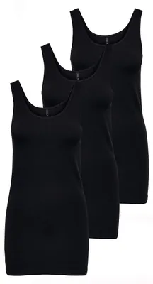 Produktbild von ONLY Damen Onllive Love Long Tank TOP JRS 3-PA, Black/+ 2 Black, L