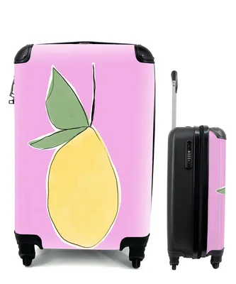 Produktbild von MuchoWow® Koffer Handgepäck Trolley Rollkoffer Kleine Reisekoffer mit 4 Rollen - Zitrone - Obst - Pastell - Cabin Size < 55x40x23 cm & 55x40x20 cm - Fotokoffer - Kabinenkoffer - Boardgepäck - Reise-Box - Reisekoffer - Reisegepäck - Koffer mit Bild - Trolley für Kinder
