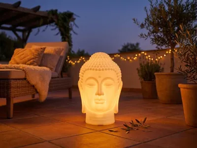 Produktbild von Smartwares LED Solar-Buddha OSL-60081 weiß 51 cm RGBW