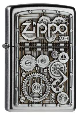 Immagine prodotto di Accendino Zippo Gear Wheels ottone look acciaio benzina antivento con emblema