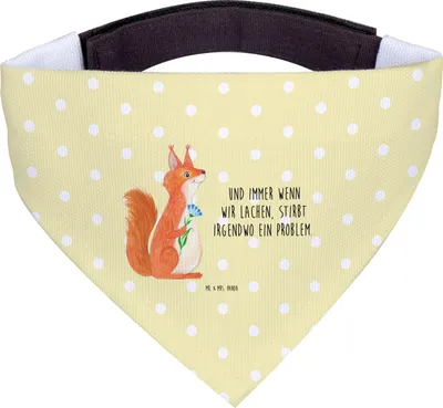 Produktbild von Mr. & Mrs. Panda Halstuch Für Hunde Eichhörnchen Blume - Gelb Pastell - Geschenk, Tuch, Eichhorn, Spaß, Hundehalstuch, Spruch Positiv, Lustige Sprüche, Lachen, Hund