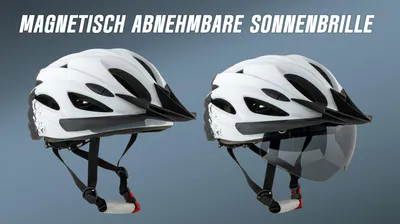 Produktbild von Fahrradhelm H085 Urban mit LED-Rücklicht & Magnet-Visier Sonnenbrille – City Helm für Damen & Herren – 54-61cm – Ultraleicht 245g - Schwarz/Weiß