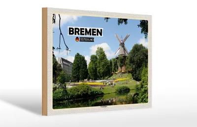 Produktbild von Holzschild Städte Bremen Deutschland Überseestadt 30x20cm