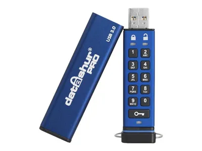 Produktbild von iStorage datAshur Pro USB3 256-bit 16GB, 16 GB, USB Typ-A, 3.2 Gen 1 (3.1 Gen 1), 170 MB/s, Schutzhülle, Blau
