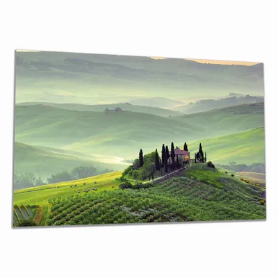 Produktbild von Wallario Herdabdeckplatte aus Glas, Größe 90 x 52 cm 1-teilig, Motiv Toskana in Italien