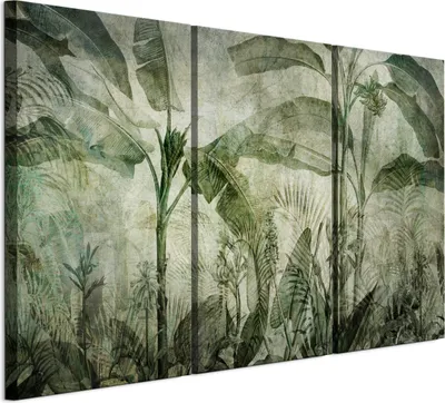 Produktbild von LUMASOUL Leinwand Bilder, Leinwandbild Natur Motiv, Wandbilder Holzrahmen und Webstuhl Wohnzimmer und Schlafzimmer, Bilder 90x60 cm Jungle