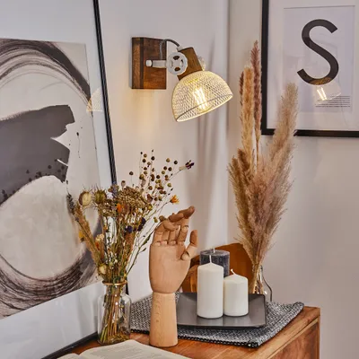 Produktbild von Cotes »Cotes« Wandlampe aus Holz/Metall in Braun/Weiß m. Lichteffekt