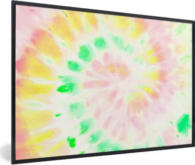Produktbild von MuchoWow® Gerahmtes Poster Sommer - Krawattenfärbung - Grün 90x60 cm - Poster mit Schwarzem Bilderrahmen Wandposter Rahmen Foto Bilder - Fotorahmen - Foto-Plakat