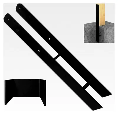 Produktbild von H-Pfostenträger schwarz pulverbeschichtet aus Stahl 71–201x600x5 mm
