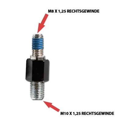 Immagine prodotto di Adattatore specchio M10-R x 1,25 mm nero