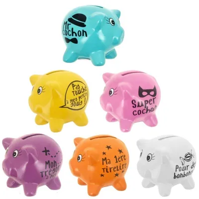 Produktbild von BRUMAN Keramik-Schwein-Spardose, 28 x 7 cm, Gelb/Weiß, Modern, Kinder