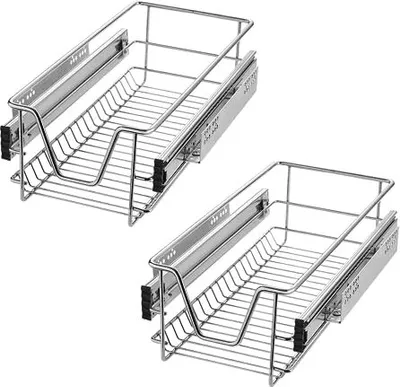 Produktbild von JOIEYOU Teleskopschublade Küchenschrank Organizer aus Edelstahl Küchenschublade Korbauszug mit Führungsschienen Ausziehbare Schrankauszug Schubladeneinsätze für 30cm Breite Küchenschrank (2 Stück)