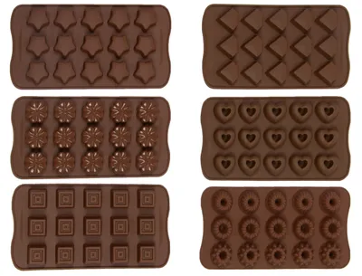 Produktbild von Pralinenformen 6er-Set aus Silikon, verschiedene Formen, BPA frei