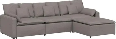 Produktbild von vidaXL Modulares Sofa mit Fußhocker und Kissen Taupe