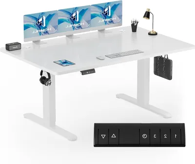 Productafbeelding van Zit-sta bureau - Sta bureau - Elektrisch bureau - In hoogte verstelbaar bureau - Wit frame
