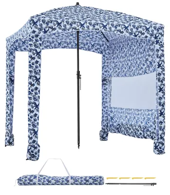 Produktbild von SucceBuy Strand-Cabana 183 x 183 cm mit Seitenwand, UPF 50+ Sonnenschutz, tragbarer Pavillon mit Sandsäcken, geräumiger Sonnenschutz für Familie und Freunde im Freien