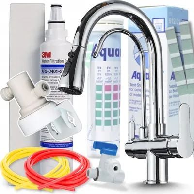 Immagine prodotto di Rubinetto da cucina a 3 vie Ari Nordic con doccetta estraibile, beccuccio girevole 360 gradi, collegamento per filtro acqua, cromo