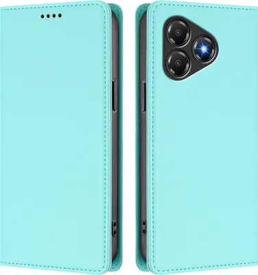 Image de Étui en cuir pour ZTE Blade A36, étui à rabat magnétique en cuirPolyuréthaneavec support, vert menthe
