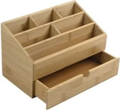 Produktbild von hausleben Schreibtisch Organizer aus nachhaltigem Bambus | 6 Fächer | mit Schublade | Schreibtischablage | Stiftebox | Büro