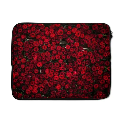 Produktbild von MuchoWow® Laptop Hülle 17 Zoll Laptoptasche Blumen - Rosen - Rot - Zipper - Schutzabdeckung