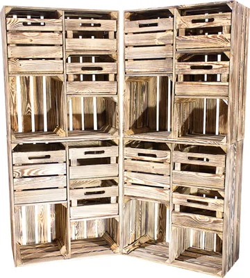 Produktbild von 1x GEFLAMMTES SIDEBOARD mit Schubladen und offenen Fächern / 77x68x35cm / schöner TV Schrank