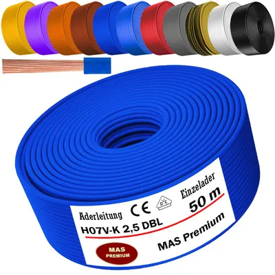Produktbild von 50m Aderleitung H07 V-K DBL 1x2,5 mm² Dunkelblau Einzelader flexibel