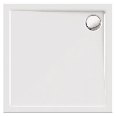 Produktbild von Calmwaters® Quadrat-Duschwanne Modern Select, eckige bodengleiche Brausewanne aus Acryl, 80 x 80 x 2,5 cm mit Ablaufloch in 90 mm, Duschtasse in Weiß, 01SL2983