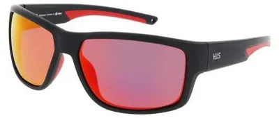 Produktbild von Herren Vollrand Sonnenbrille Rechteckig Schwarz mit roten Gläsern, Glasbreite 65 mm