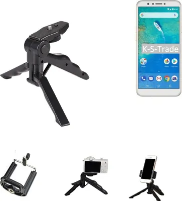 Produktbild von K-S-Trade Stativ Tisch-Ständer Dreibein Handy-Stativ Ständer kompatibel mit General Mobile GM 8 Mini-Stativ Smartphone Tripod Handy-Stativ aus