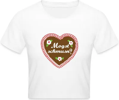 Produktbild von Spreadshirt Lebkuchenherz Volksfest Tracht Trachtshirt Crop Top, S, Weiß