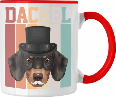 Produktbild von Trendation - Dackel Besitzer Tasse Geschenk Lustiger Spruch Geschenkidee Retro Vinatge Dackel (Rot)