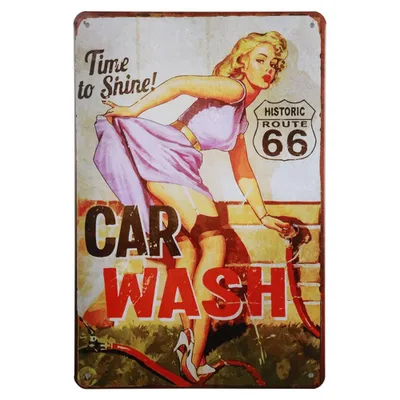 Produktbild von Wand Dekoration - Car Wash - Blechschild - Metallschild - Metall Poster -  Wandplatte - retro Blechschild