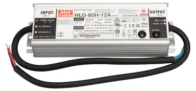 Produktbild von MEANWELL HLG-80H-12A, AC-DC LED-Installationsnetzteil, Metallgehäuse, IP65 60W 12V 5A CV+CC