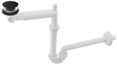 Produktbild von URBINO Raumspar-Waschtisch-Siphon mit klick-klack, 5/4", Ablauf 32mm, weiß/schwarz matt
