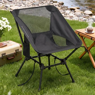 Produktbild von SONGMICS Campingstühle Set, höhenverstellbar, 2 Outdoor Klappstühle mit Stahlrahmen, Tragkraft 150 kg, mit 2 Taschen, für Reisen und Camping, schwarz