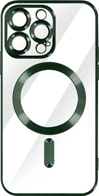 Produktbild von Avizar, MagSafe Silikonhülle mit Kameraschutz und Chromumrandung für Apple iPhone 14 Pro Max, Dunkelgrün
