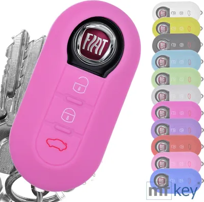 Produktbild von Auto Schlüssel Hülle Silikon Schutz Cover Rosa kompatibel mit FIAT Ducato 500 Punto Peugeot Boxer Citroen Jumper Qubo Doblo Bravo 500C 500L OPEL Combo D 3 Tasten Klappschlüssel