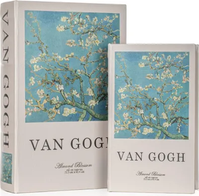 Immagine prodotto di Set di copertine per libri Van Gogh - 2 pezzi nascondiglio segreto nel design dei libri - scatola decorativa per gioielli e documenti - scatola vintage 27,2x18x7cm e 21,2x13x5cm