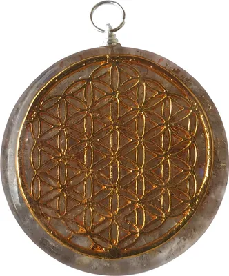 Produktbild von CHONIT Orgonit-Anhänger, Kristallhalskette mit Symbol Blume des Lebens u. Halsband und Tasche, EMF-Schutz, 5G-Schutz, EMF-Anhänger, Reiki-Anhänger, Großer Kristallstein (Grau)