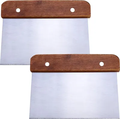 Produktbild von Premium Teigkarte Teigschaber aus Edelstahl 15cm groß mit Holz-Griff - Backen, Zubehör, Sauerteig