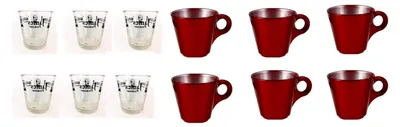 Produktbild von Espressotassen und 6 Wassergläser in Rot