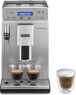 Obrázek produktu pro De’Longhi Autentica Plus, Espresso kávovar, 1,4 l, Kávová zrna, Mletá káva, Vestavěný mlýnek, 1450 W, Černá, Stříbrná